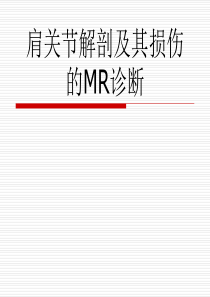 肩关节解剖及其损伤的MR诊断