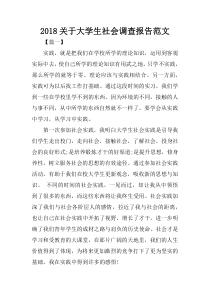 2018关于大学生社会调查报告范文