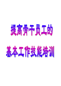 提高骨干员工的基本工作技能培训资料