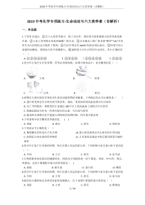 2019中考化学专项练习-生命活动与六大营养素(含解析)
