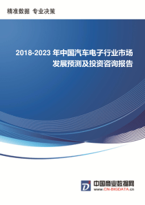 2018-2023年中国汽车电子行业市场发展预测及投资咨询报告