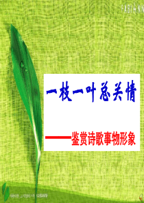 专题一：诗歌鉴赏之咏物诗鉴赏(鉴赏事物形象)..