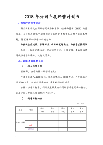 2018年公司企业年度经营计划书