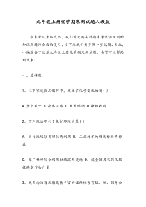 九年级上册化学期末测试题人教版