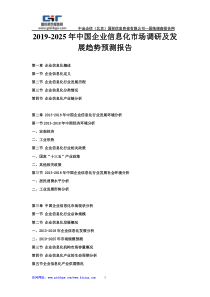 2019-2025年中国企业信息化市场调研及发展趋势预测报告