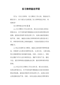 实习律师鉴定评语