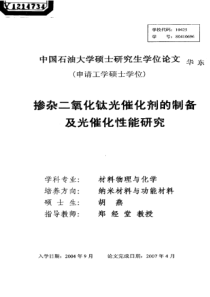 掺杂二氧化钛光催化剂的制备及光催化性能研究