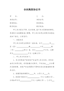 婚前合伙购房协议书