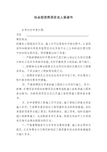 社会投资类项目法人承诺书