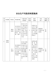 安全生产风险控制措施表