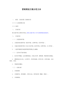 营销策划方案示范文本