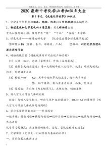 2020最新中考化学必考知识点大全