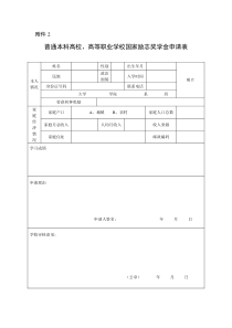 普通本科高校、高等职业学校国家励志奖学金申请表
