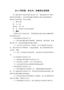 XX小学防雷、防暴雨、防台风应急预案