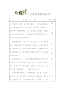 三年级作文评分标准