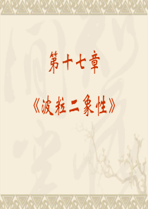 高中物理新课标版人教版选修3-5精品课件：17.0《波粒二象性》