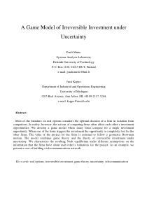 A Game Model of Irreversible Investment under Abst