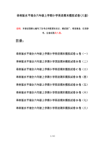 译林版水平混合六年级上学期小学英语期末模拟试卷(八套)