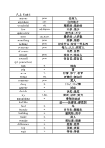 新版人教版八年级上英语单词表全册