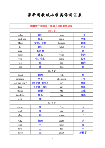 最新闽教版全册英语词汇表