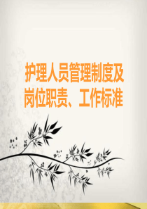 护理人员管理制度及岗位职责、工作标准