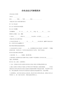 合伙企业公司章程范本