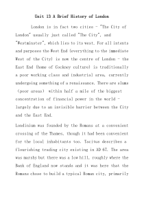 Unit 13 A Brief History of London