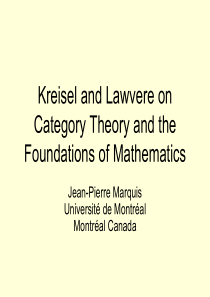 Kreisel and Lawvere on Category Theory and the Fou