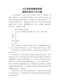 XXX医院食源性疾病监测方案 -
