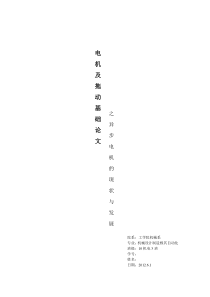 电机及拖动基础论文