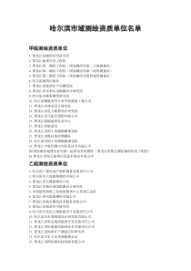 哈尔滨市域测绘资质单位名单