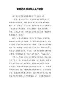 警察试用期满转正工作总结