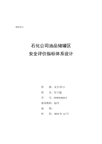 安全评价指标体系设计