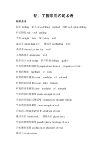 钻井工程常用名词术语及英文释义