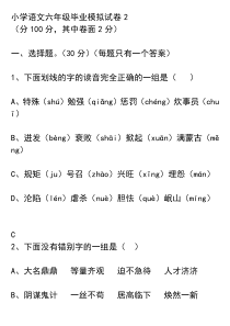 小学语文六年级毕业模拟试卷2