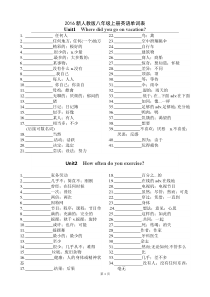 2017新人教版八年级上册英语单词表默写版