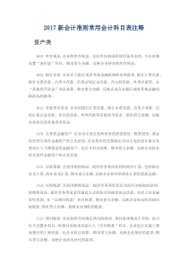 2017新会计准则常用会计科目表注释