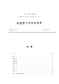 品质部工作清单（DOC 15页）