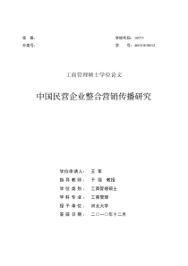 中国民营企业整合营销传播研究