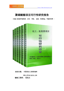 聚碳酸酯项目可行性研究报告(专业经典案例)