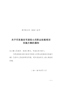 40号昌吉市退役士兵职业技能培训实施方案