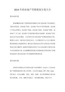 2014年商业地产营销策划方案大全