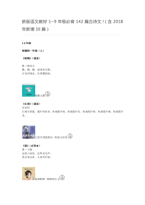 新版语文教材1~9年级必背142篇古诗文