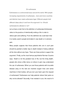 英文议论文：安乐死 On euthanasia