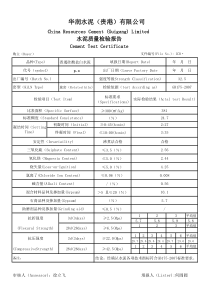 华润42(1).5水泥质量检验报告