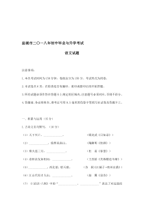 2018年江苏省盐城市中考语文试题及答案
