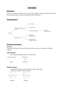 化学原料药开发-异构体的分类 ISOMERS