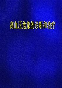 高血压危象的诊断和治疗-PPT课件
