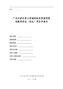 创新奖学金(创业)项目申请书模板