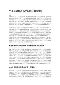 中小企业会计信息化问题及对策